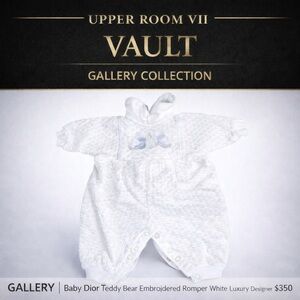 Baby Dior Teddy Bear Embroidered Romper White Luxury Designer Newborn.